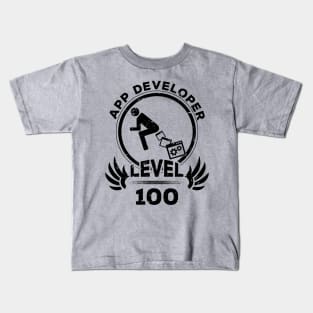 Level 100 App Developer Funny Programmer Gift Kids T-Shirt